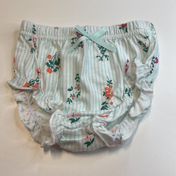Starting Out Blue & White Striped 3PC Set, Floral Pattern, Shirt, Bloomers, Hat - Picture 5 of 7